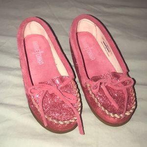 Minnetonka Pink Sparkle Girls Size 1
